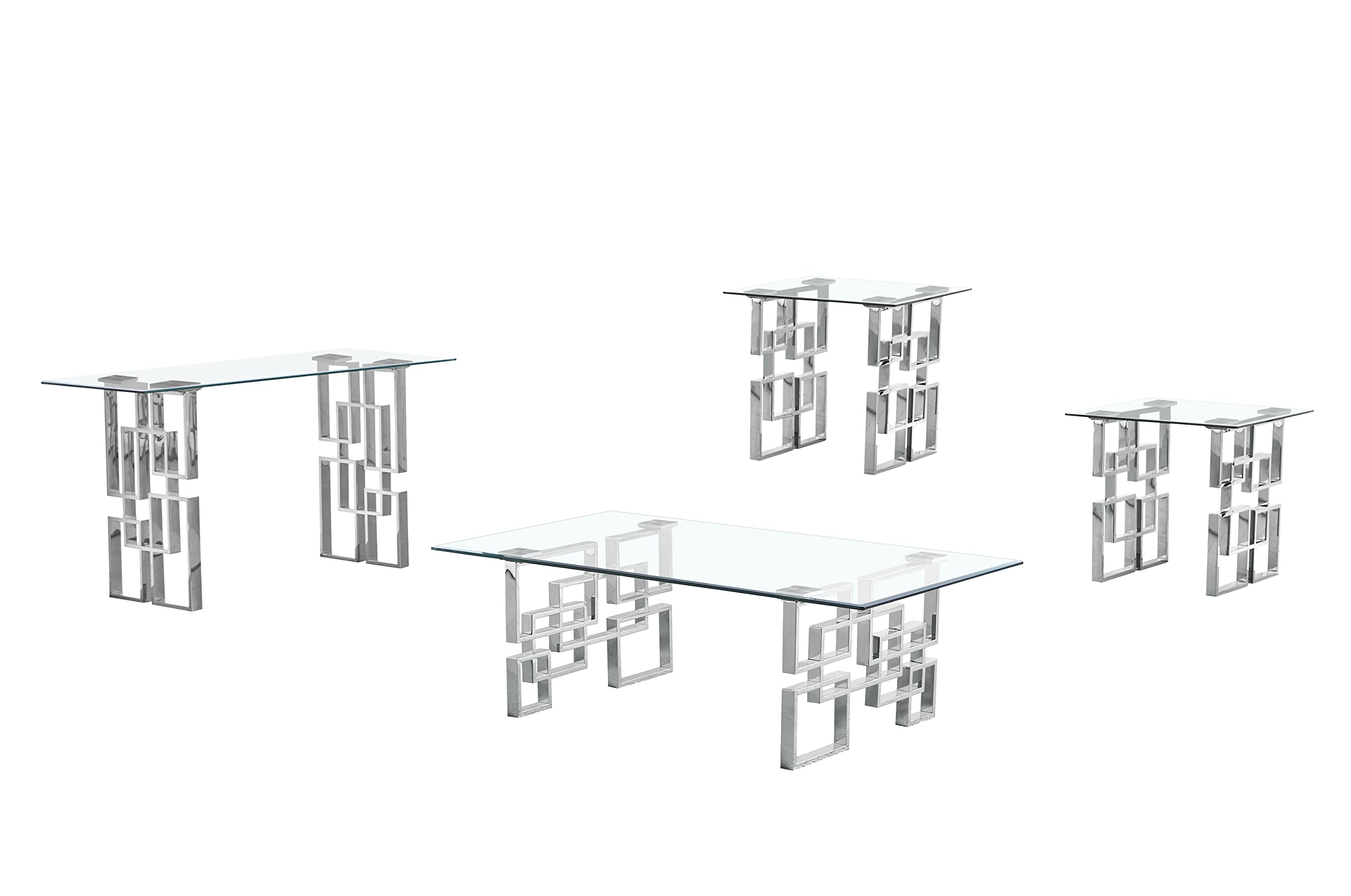 Best Quality Furniture CT233-4-4-5 Coffee Table Set, Silver