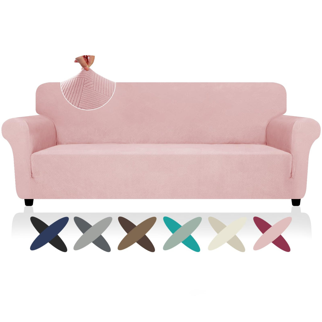 Znsayotx Oversized Super Stretch Couch Cover (91'-110'), New Striped Sofa Covers Comfortable & Durable, Dog Cat Pets Friendly Extra Large Spandex Sofa Slipcovers (Chintz Rose, Xl Sofa)