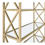 Acme Milavera Metal Etagere Bookcase with 5 Glass Shelves in Clear and Gold