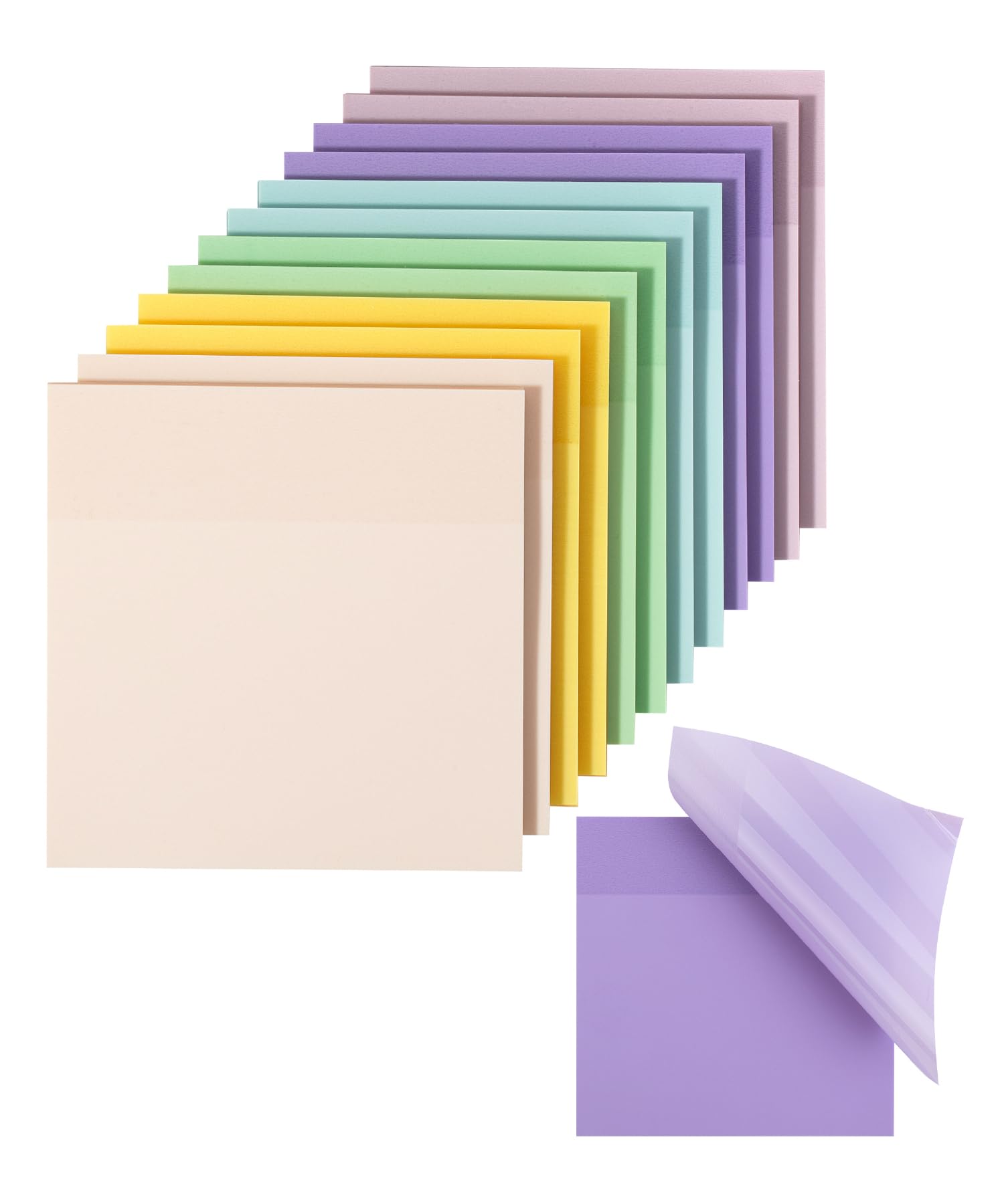 Mr. Pen- Transparent Sticky Notes, 3   X3   , Morandi Colors, 12 Pads, 600 Sheets, See Through Sticky Notes