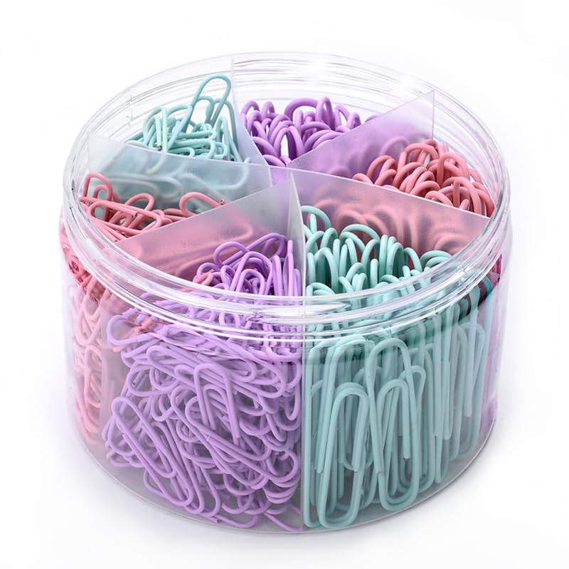 Macaron Colored Paper Clips,450 Pcs Paper Clips Assorted Sizes, Large Small(1.1 Inch & 2 Inch)Paperclips, Paper Clip For Paperwo