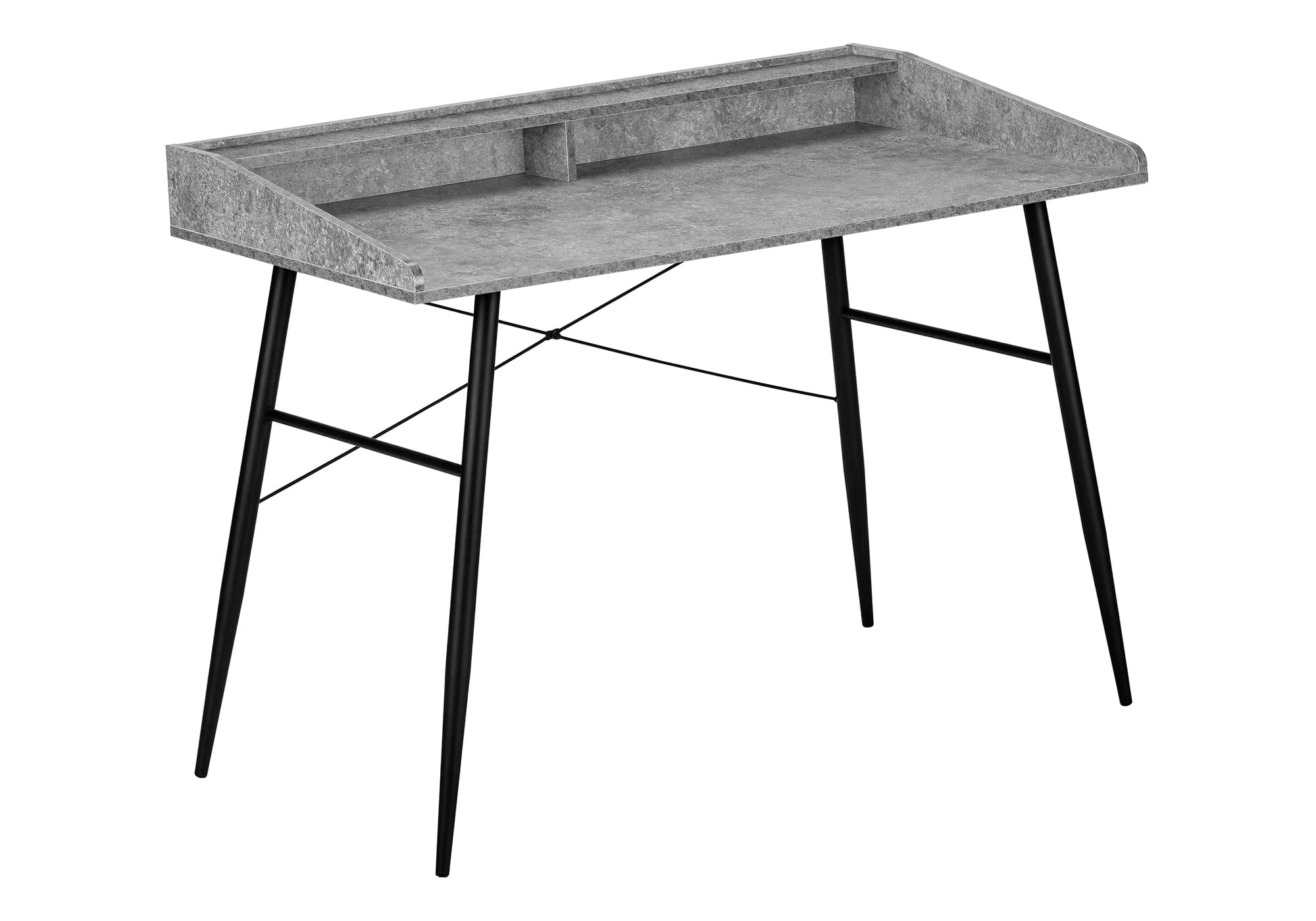 Monarch Specialties I 7540 Computer Desk, Home Office, Laptop, Storage Shelves, 48' L, Work, Metal, Laminate, Grey, Black, Contemporary, Modern