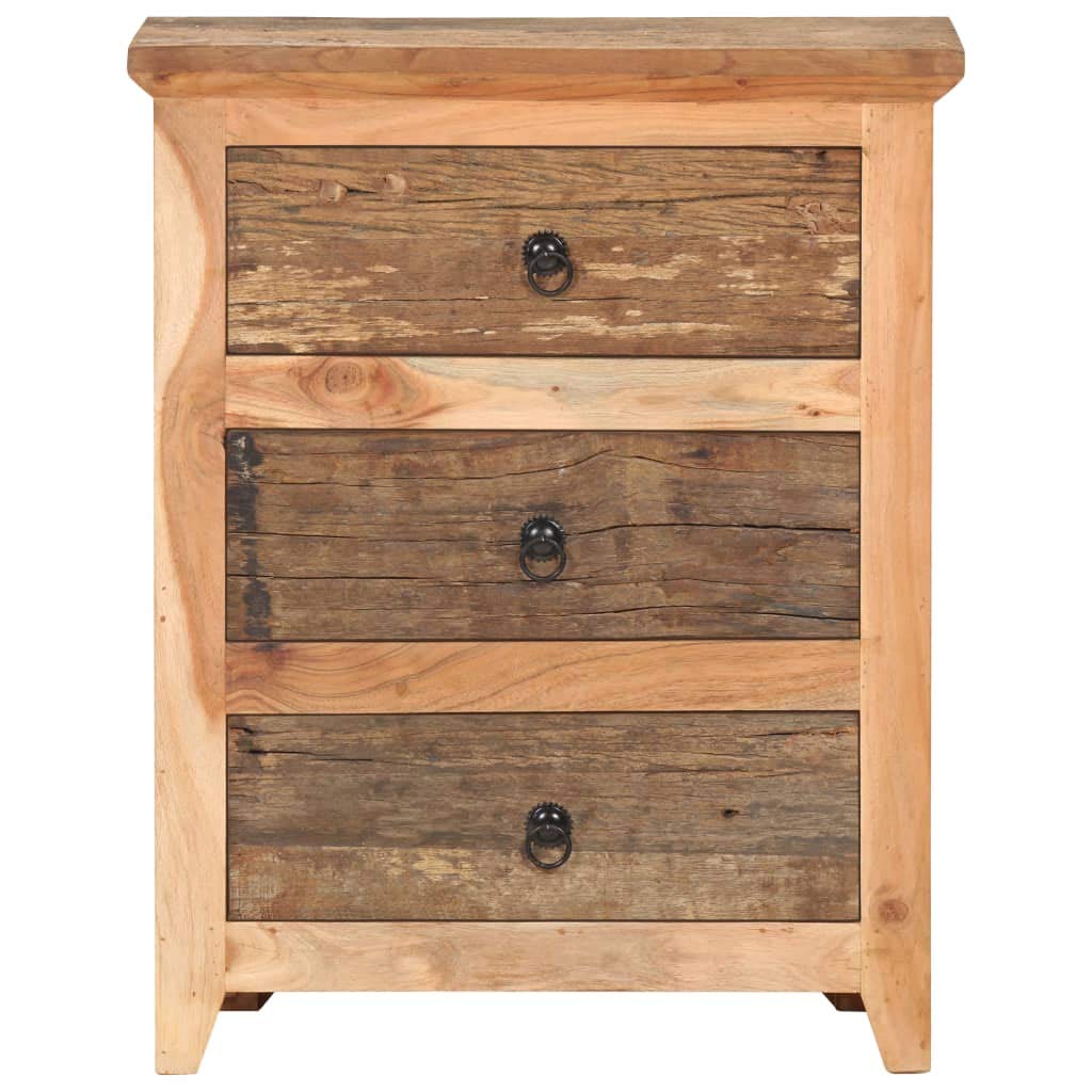 vidaXL Rustic Sideboard with 3 Drawers Made from Solid Acacia Wood and Reclaimed Wood – Perfect for Adding Charm to Your Living Space