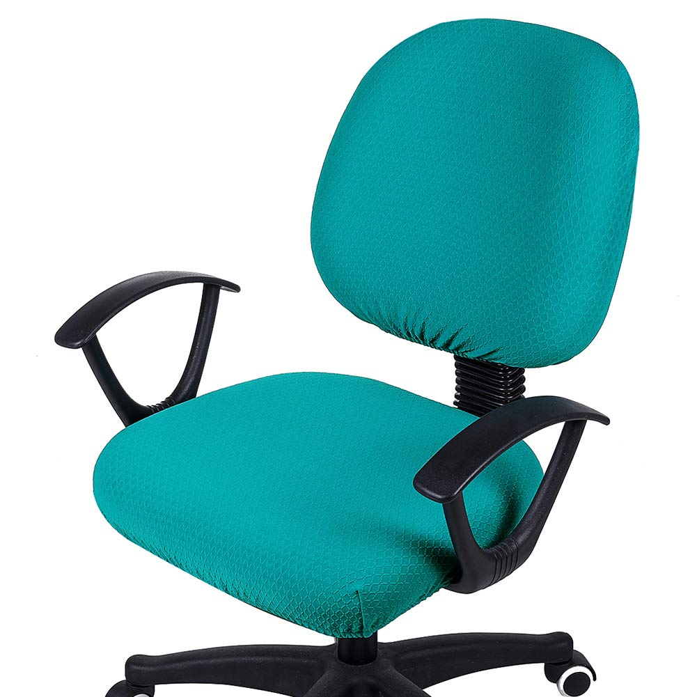 Smiry Stretch Jacquard Office Computer Chair Seat Covers, Removable Washable Anti-Dust Desk Chair Seat Cushion Protectors - Peac