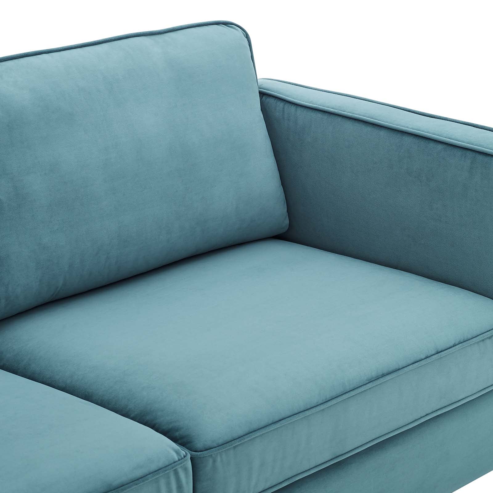 Modway Kaiya Performance Velvet Sofa, 32 x 71 x 33.5, Sea Blue