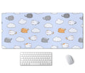 Ssoiu Chubby Cats Desk Mat, Extended Gaming Mouse Pad (35.5X15.7 In), Large Non-Slip Rubber Base Mousepad With Stitched Edges, W
