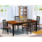 East West Furniture QUNI5-BCH-LC 5 Piece Modern Dining Table Set Includes a Rectangle Wooden Table with Butterfly Leaf and 4 Faux Leather Upholstered Chairs, 40x78 Inch, Black & Cherry