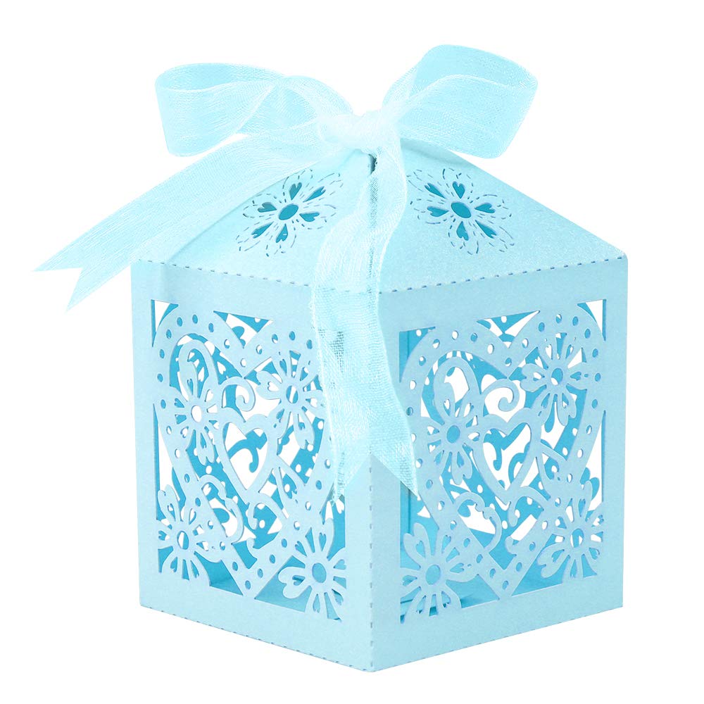 Lucky Monet 25/50/100PCS Love Heart Laser Cut Wedding Candy Gift Box Chocolate Box for Wedding Favor Birthday Party Bridal Showe