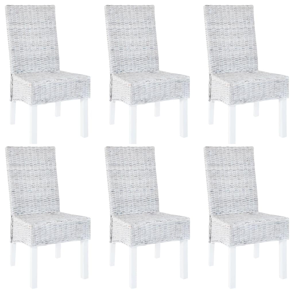 vidaXL Kubu Rattan Dining Chair Set of 6 Mango Wood