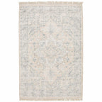 HomeRoots 509452 8 x 10 ft. Beige & Gray Oriental Hand Loomed Stain Resistant Rectangle Area Rug with Fringe