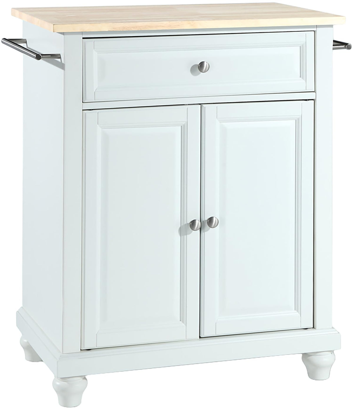 Crosley Furniture Cambridge Wood Top Small Portable Rolling Kitchen Island Storage Cart, Microwave Stand, White