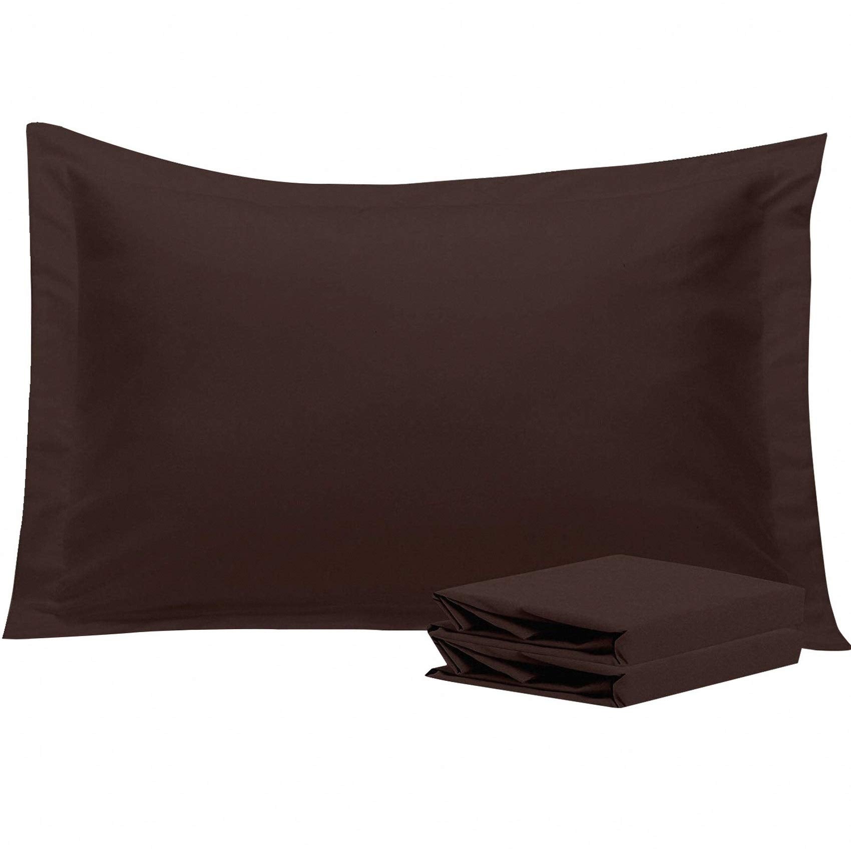 Ntbay 100% Brushed Microfiber Queen Pillow Shams Set Of 2, Super Soft And Cozy, Wrinkle, Fade, Stain Resistant 20X30 Inches Oxford Pillowcases, Dark Brown