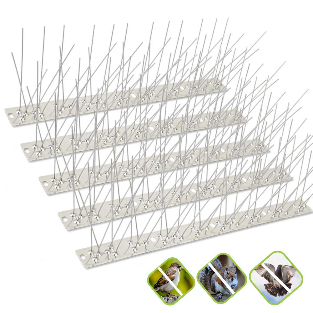 Valibe Bird Spikes For Small Birds Pigeons 43 Feet Coverage 40 Pack Stainless Steel Bird Spikes Kit Metal Bird Deterrent Spikes
