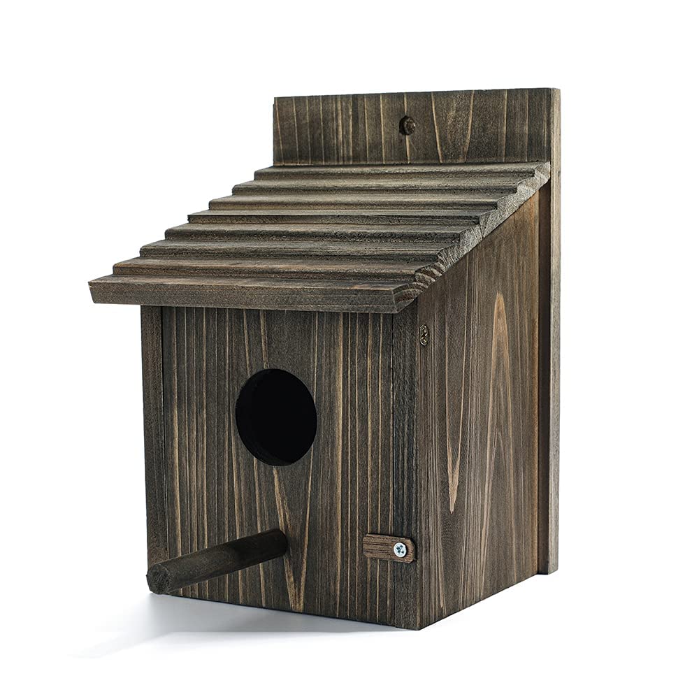Natureylwl Wooden Bird House Wood Bird House For Outside With Pole For Finch, Bluebird, Cardinals, Hanging Birdhouse Garden Coun