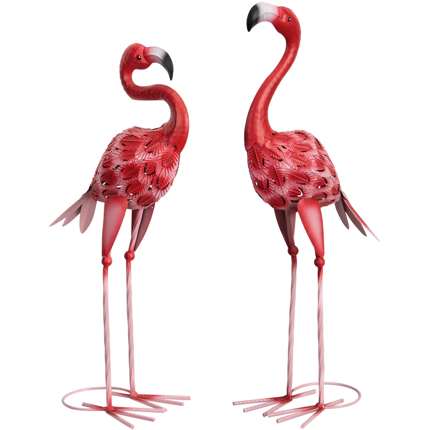 Xonor Metal Flamingo Garden Statues Red Flamingo Yard Art Outdoor Sculptures For Home Patio Lawn Backyard D   Cor, Set Of 2