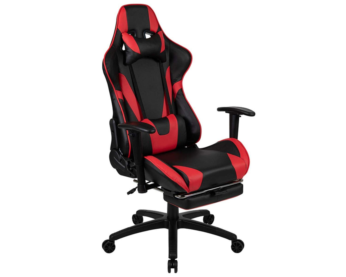 Flash Furniture X30 Gaming Chair Racing Office Ergonomic Computer Chair With Fully Reclining Back And Slide-Out Footrest In Red Leathersoft