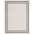 Nourison Essentials Indoor/Outdoor Solid Bordered Ivory/Black 8' X 10' Area Rug, Easy Cleaning, Non Shedding, Bed Room, Living R