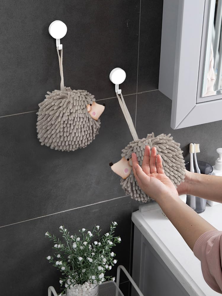 Sophie & Panda Fuzzy Ball Hand Towels (Set Of 2) - Dry Your Hands Instantly And Conveniently With This Creative Hand Towel Hedge