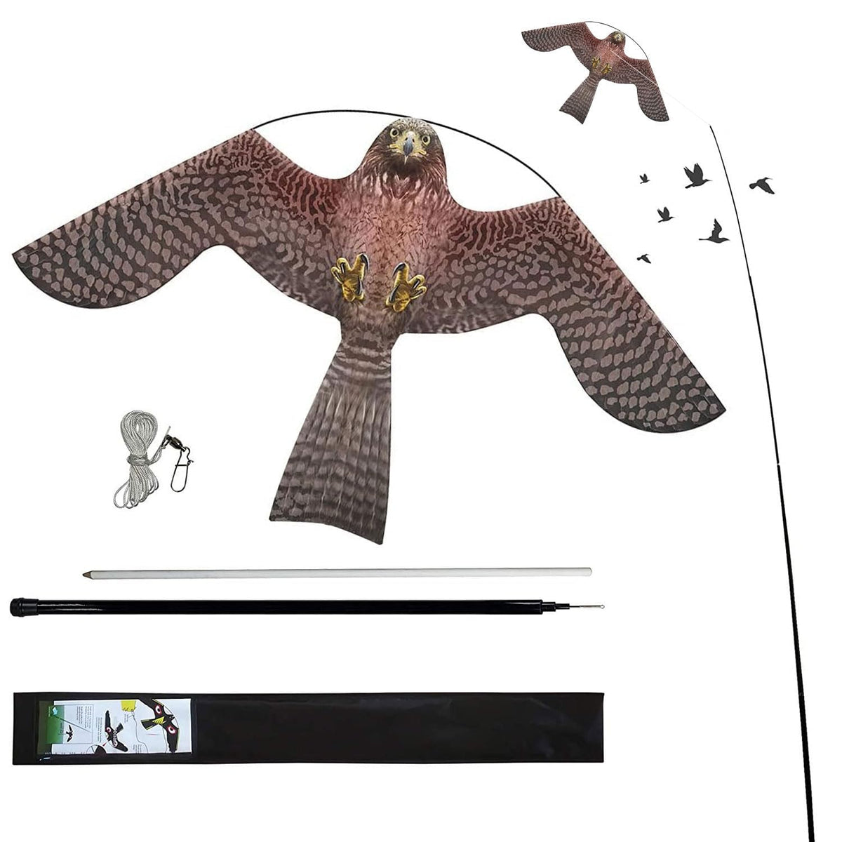 Bird Hawk Flying Kite With Pole Crop Protector Bird Scare Flying Kite With 4M Pole Has The Effect Of Scaring Birds