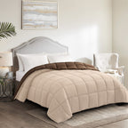 Homelike Moment Lightweight Queen Comforter - Brown Down Alternative Comforters Queen Size Bed, All Season Duvet Insert Quilted
