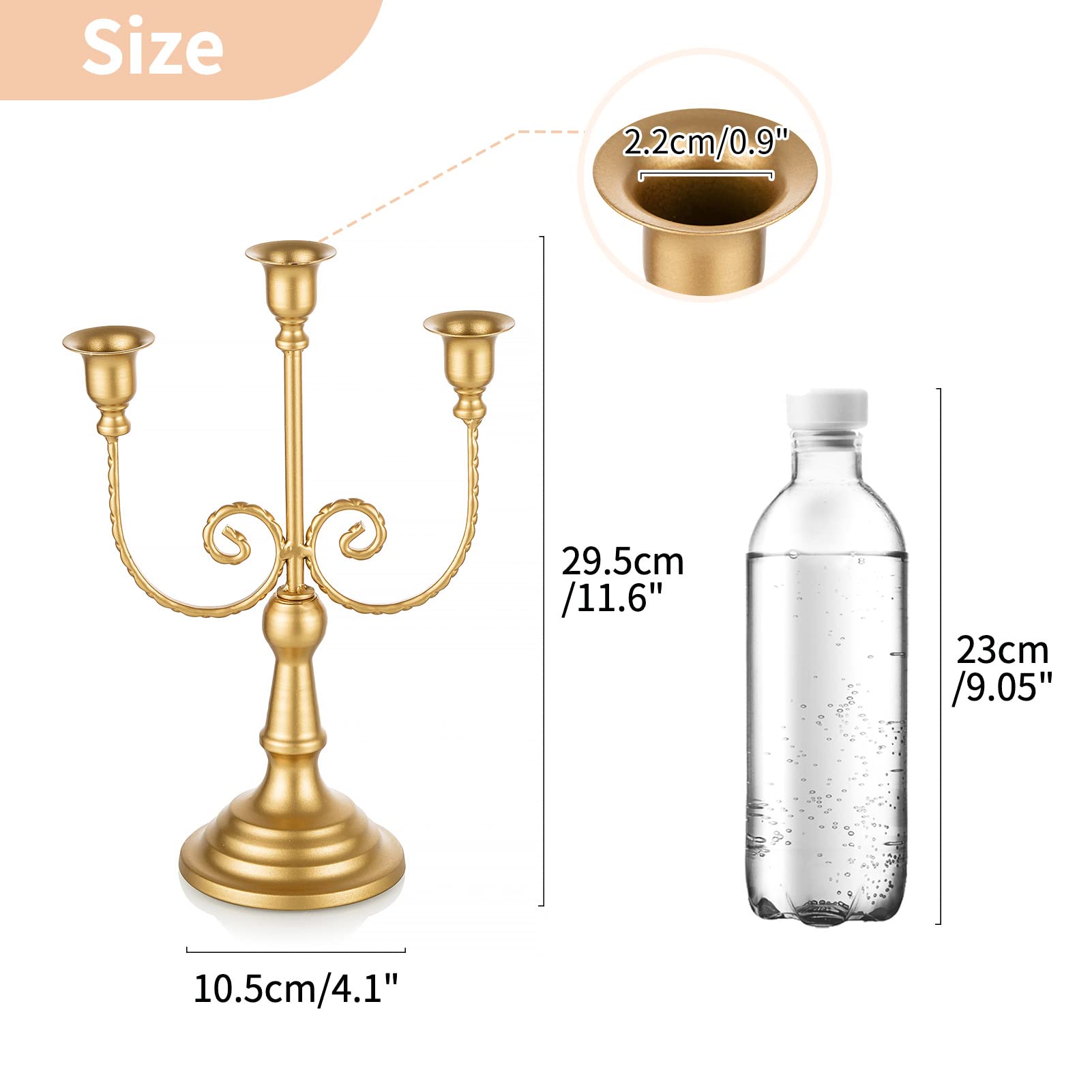 Nuptio Candlestick Holders Candelabras Gold Candle Stick Stands 2 Pcs Metal Candelabra Centerpieces Candlestick Holders For Tape