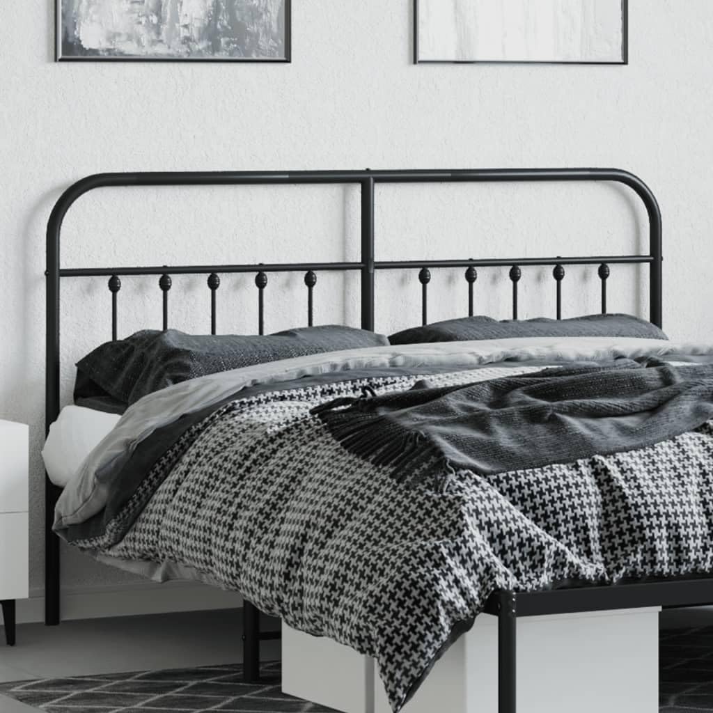 vidaXL Black Metal Headboard - Powder-Coated Steel, Classic Design for Beds with 70.9&quot; Mattress Width