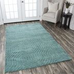 Rizzy Home | Tc8577 | Technique Collection | Wool Area Rug | 3' X 5' | Blue/Dark Teal Solid
