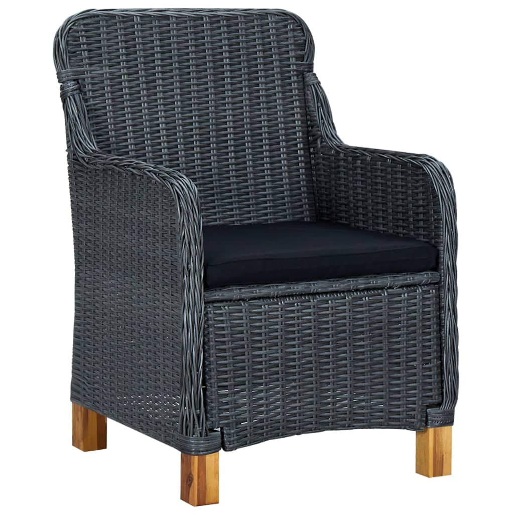 vidaXL Patio Furniture Set 3 Piece, Outdoor Sofa Chair with Coffee Table, Patio Armchair with Wood Legs for Garden, Modern, Poly Rattan Dark Gray