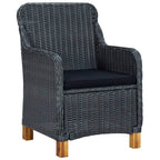 vidaXL Patio Furniture Set 3 Piece, Outdoor Sofa Chair with Coffee Table, Patio Armchair with Wood Legs for Garden, Modern, Poly Rattan Dark Gray