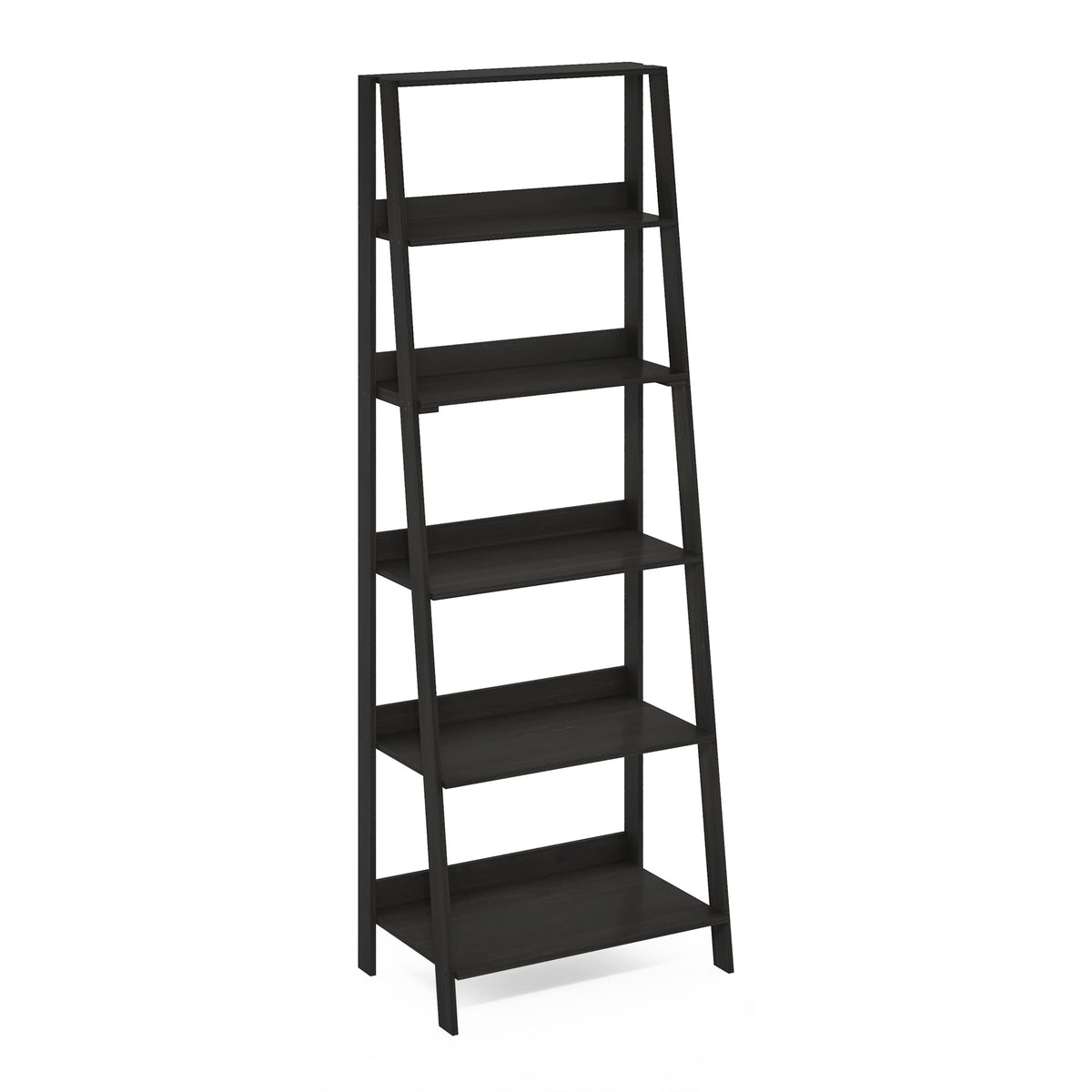 Furinno Ladder Bookcase Display Shelf, 6-Tier, Espresso