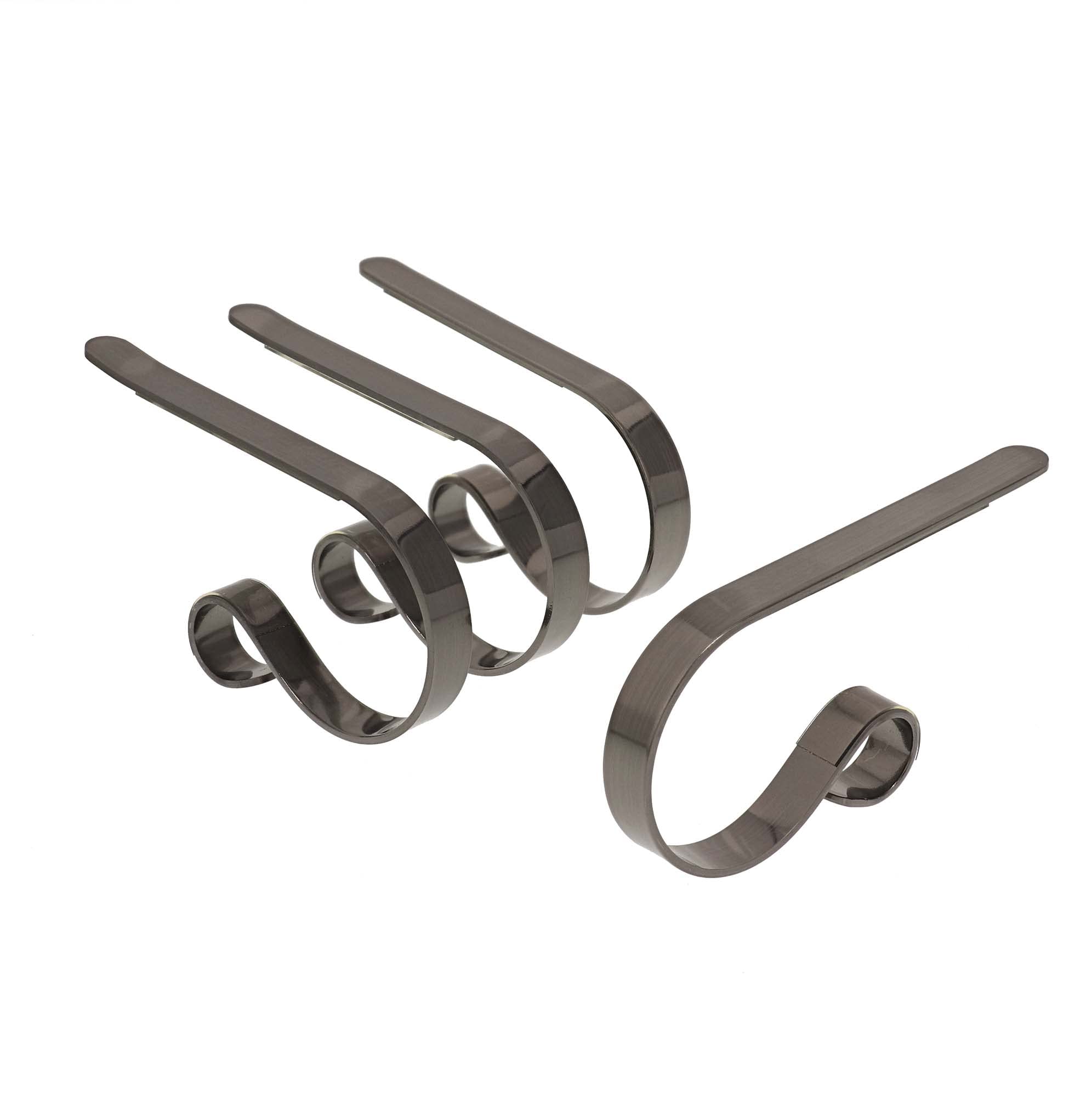 Haute Decor The Original MantleClip - 4 Pack (Brushed Nickel) - Hang Christmas Stockings Safely and Securely from Mantels Up to 