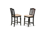 East West Furniture PBCH5-BLK-C 5 Piece Kitchen Counter Set Includes a Square Dining Table and 4 Linen Fabric Dining Room Chairs, 36x36 Inch, Black & Cherry
