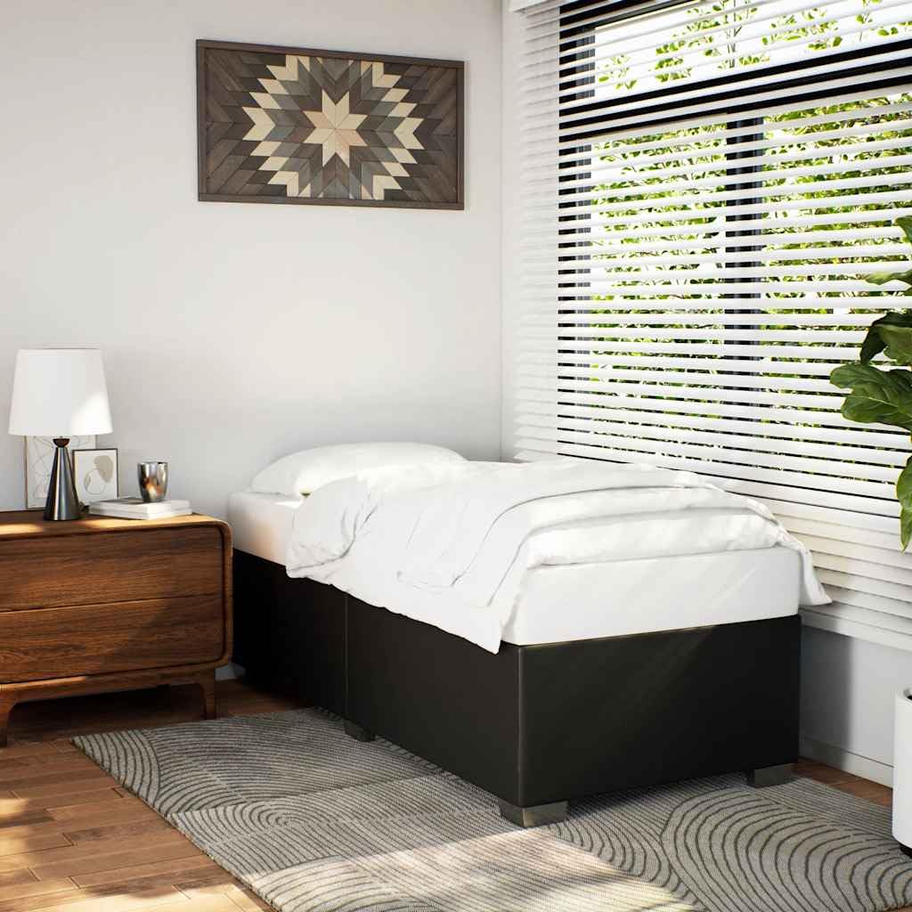 vidaXL - Twin XL Faux Leather Platform Bed Frame Black - Modern Bed Furniture for Bedroom
