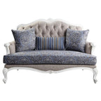 Acme Ciddrenar Button Tufted Fabric Upholstered Loveseat in White
