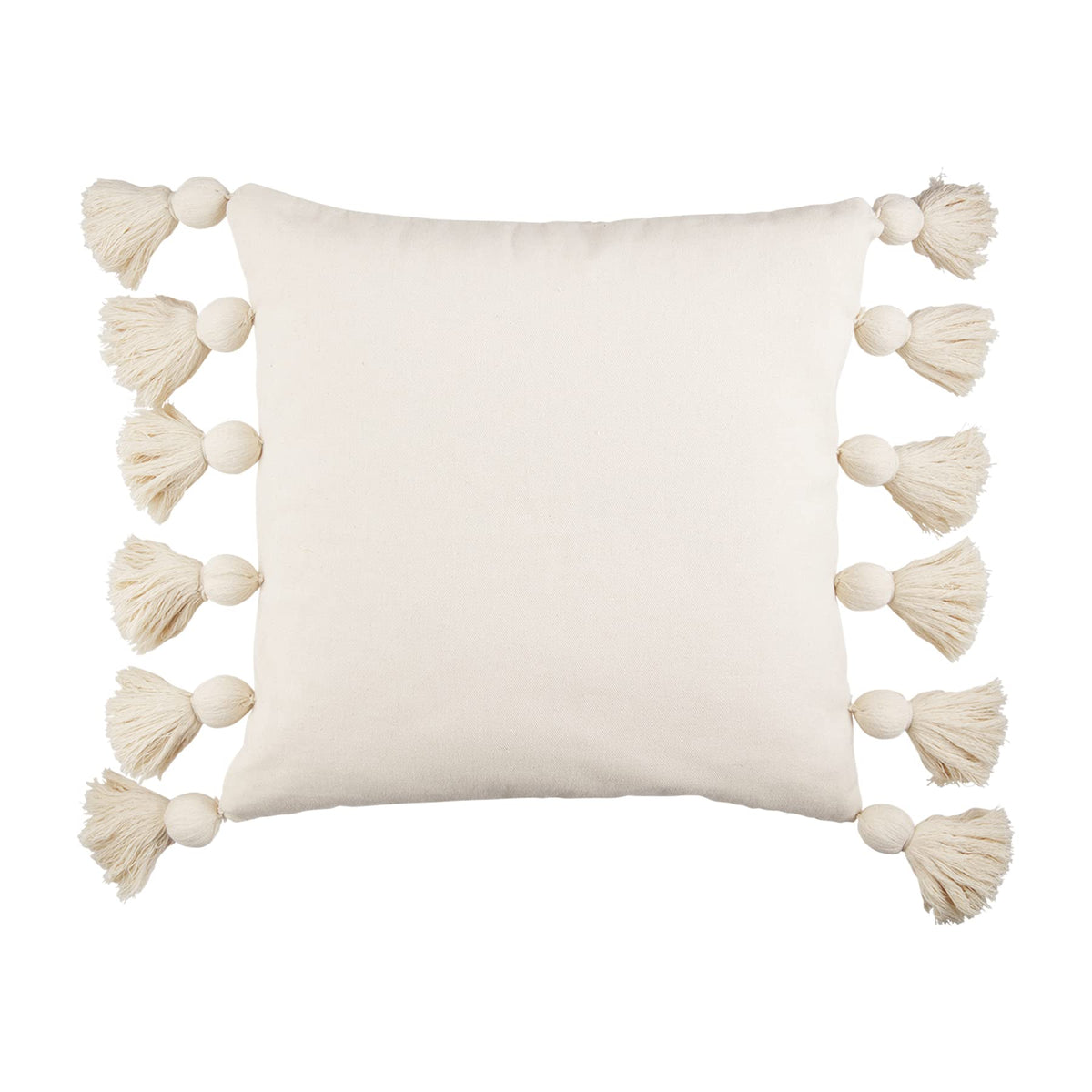 Mud Pie Cream Chunky Tassel Pillow, 18' X 18', Square