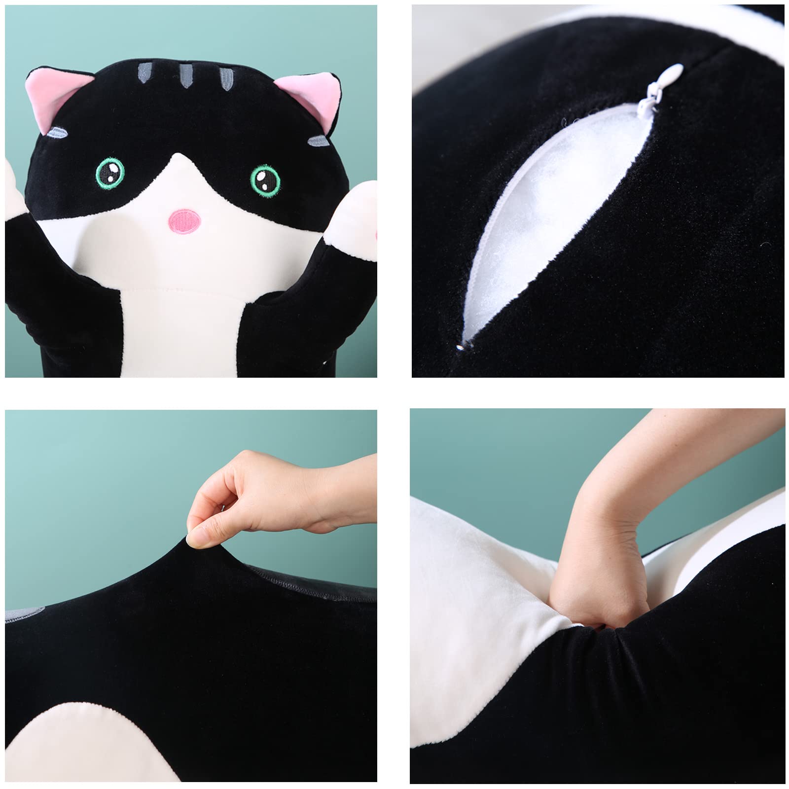 Long Cat Plush Pillow Soft Cat Hugging Pillow Stuffed Animal Pillow Cute Kitty Sleeping Throw Pillow Gift For Kids(70Cm/27.55Inc