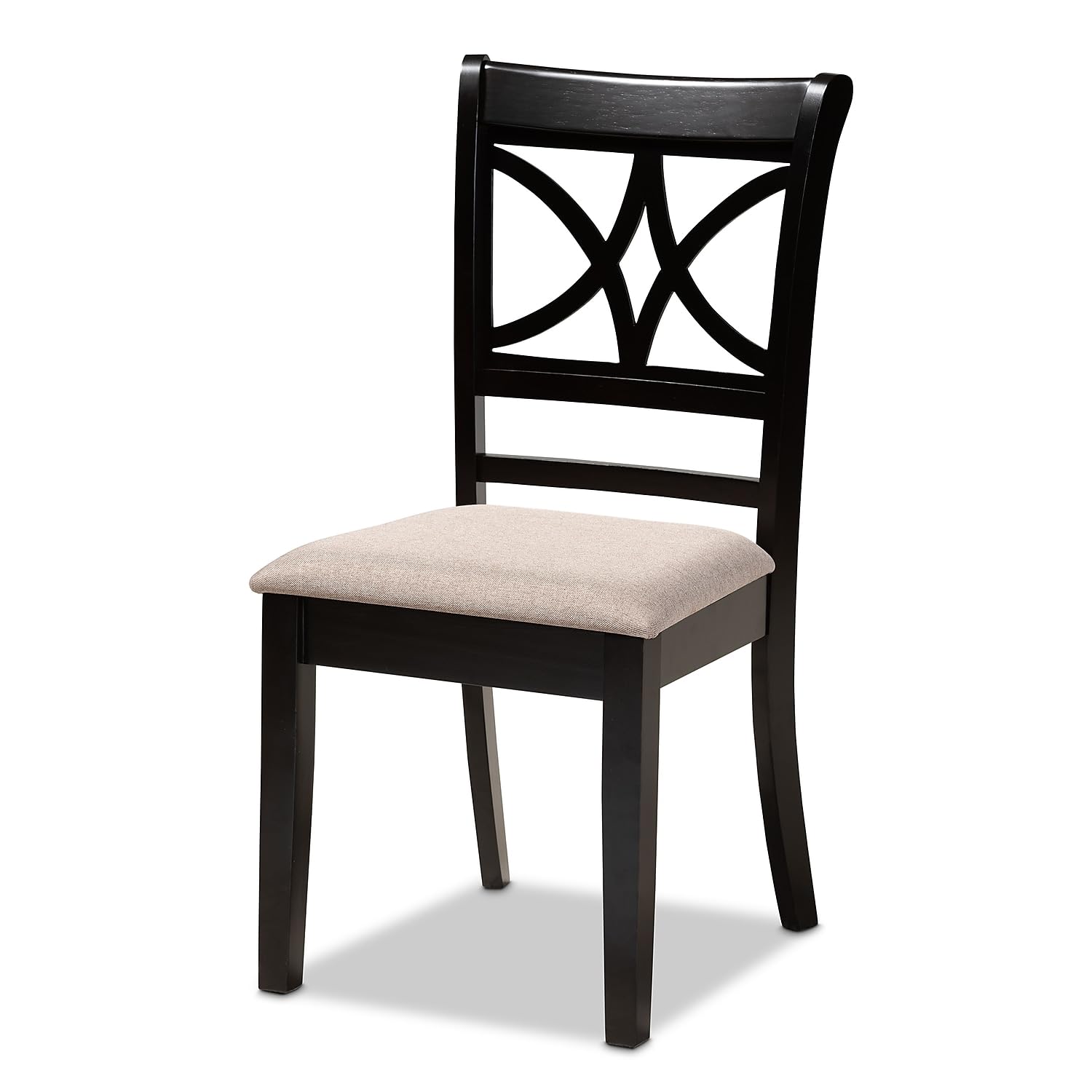 Baxton Studio Clarke Modern Fabric Dining Chair, Sand and Espresso Brown, 4/Set (166-10760-HiT)