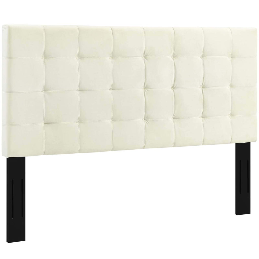 Modway Paisley Upholstered Biscuit Tufted Performance Velvet Full / Queen Headboard Size In Ivory