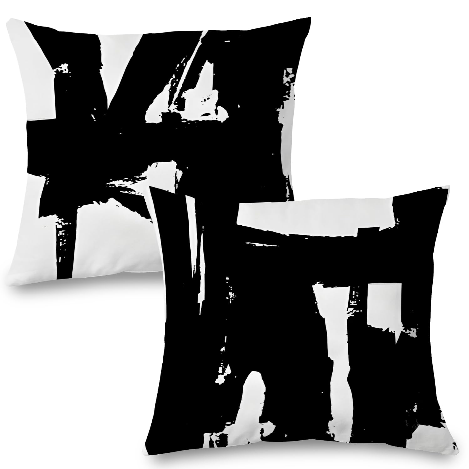 Supwhd Black And White Pillow Covers, Black And White Pillows Cover 24X24, Black And White Throw Pillows Cover Set Of 2, Black A