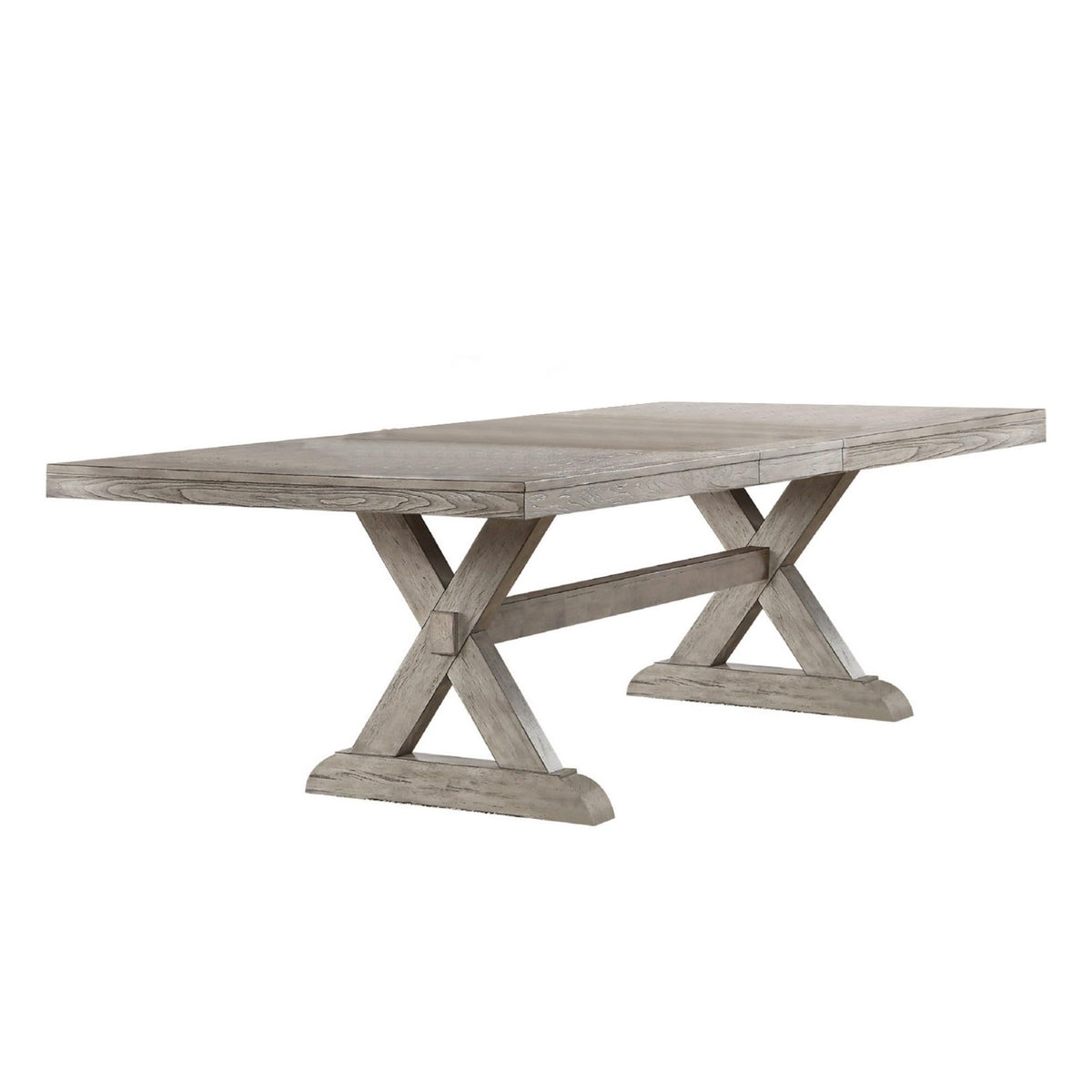 Benjara Benzara Wooden Dining Table With Two Sided Leaf, Gray, Large,