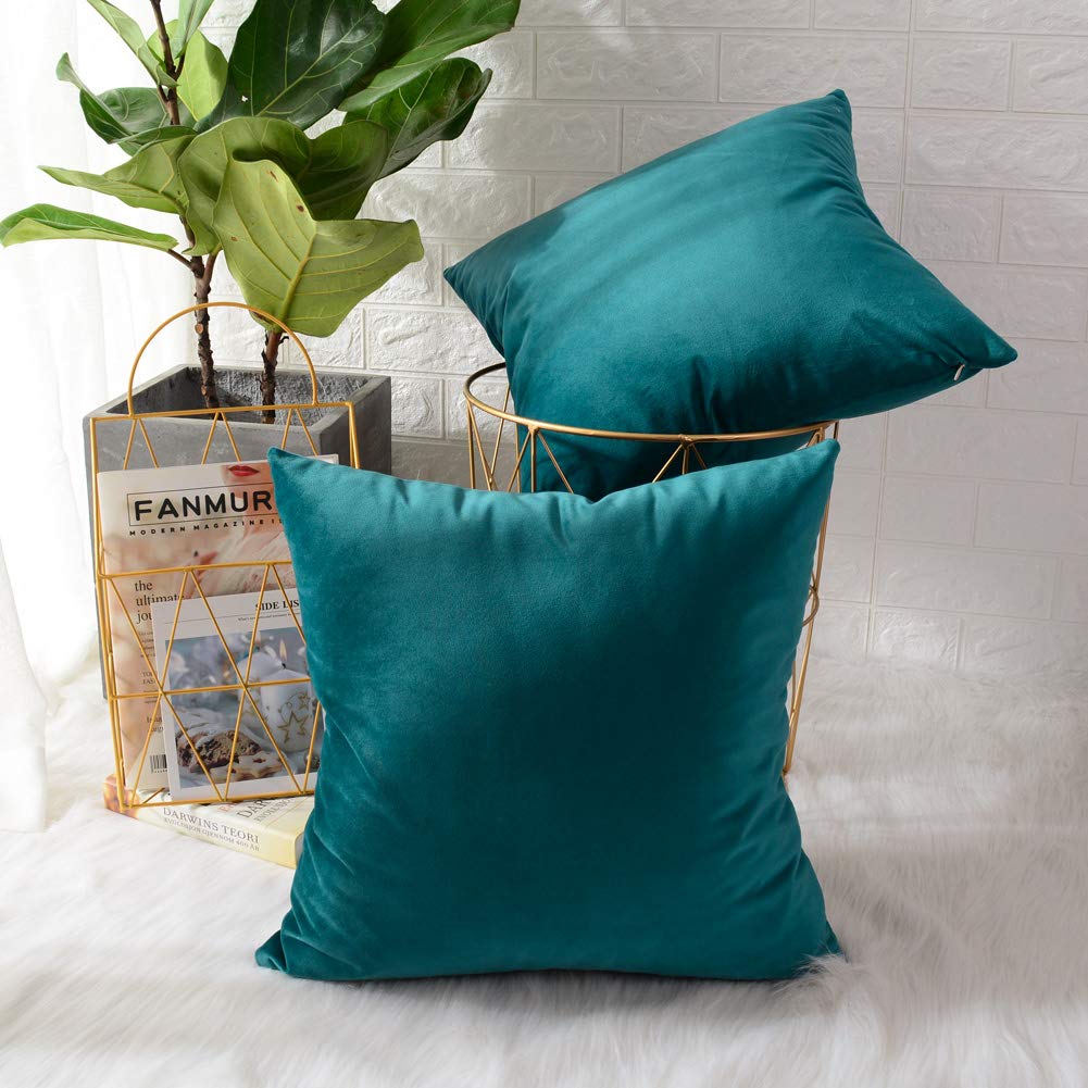 Mernette New Year/Christmas Decorations Velvet Soft Decorative Square Throw Pillow Cover Cushion Covers Pillowcase, Home Decor F