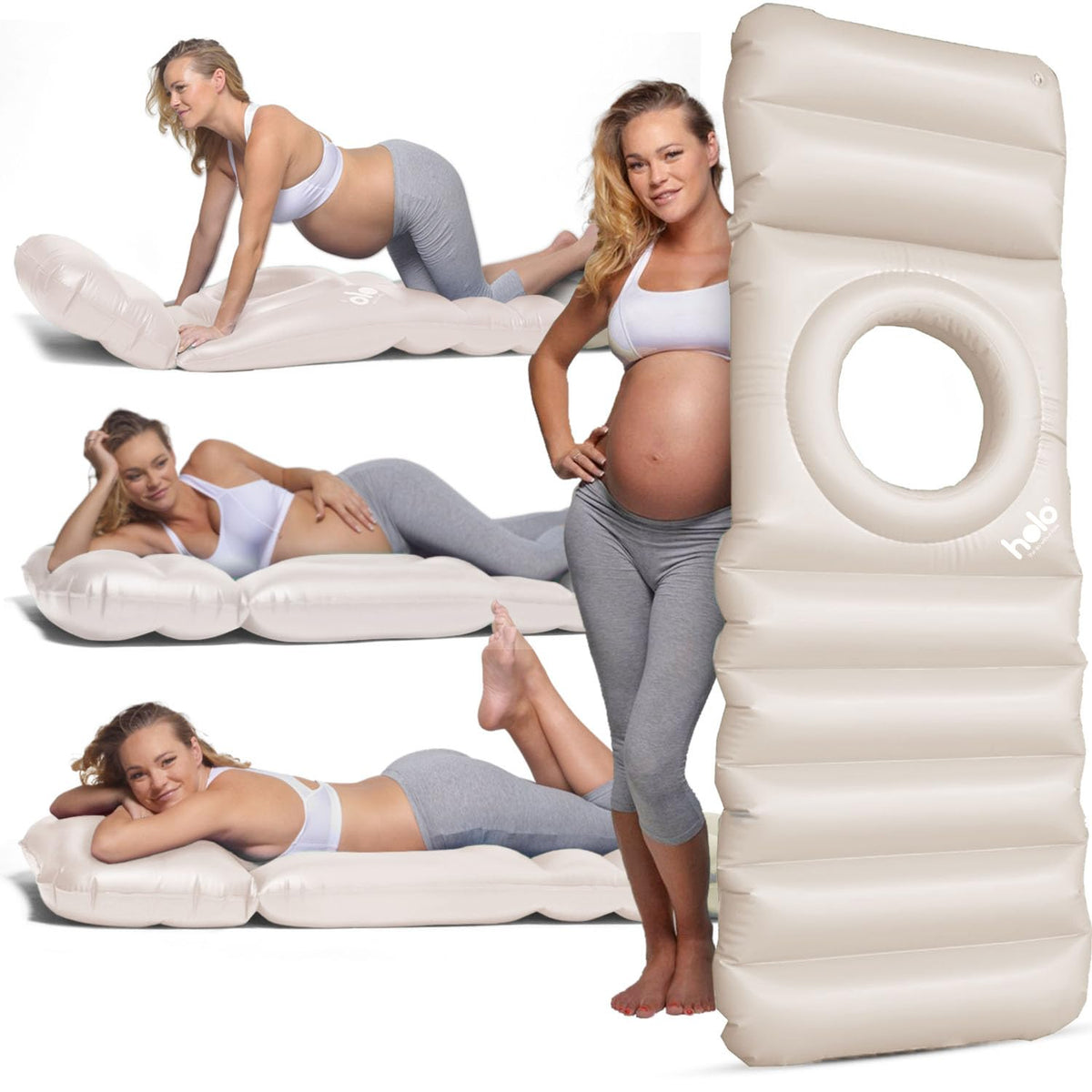 Holo The Original Inflatable Pregnancy Pillow - Full Body Maternity Airbed/Float With Hole For Tummy - Sleeping Support & Comfor