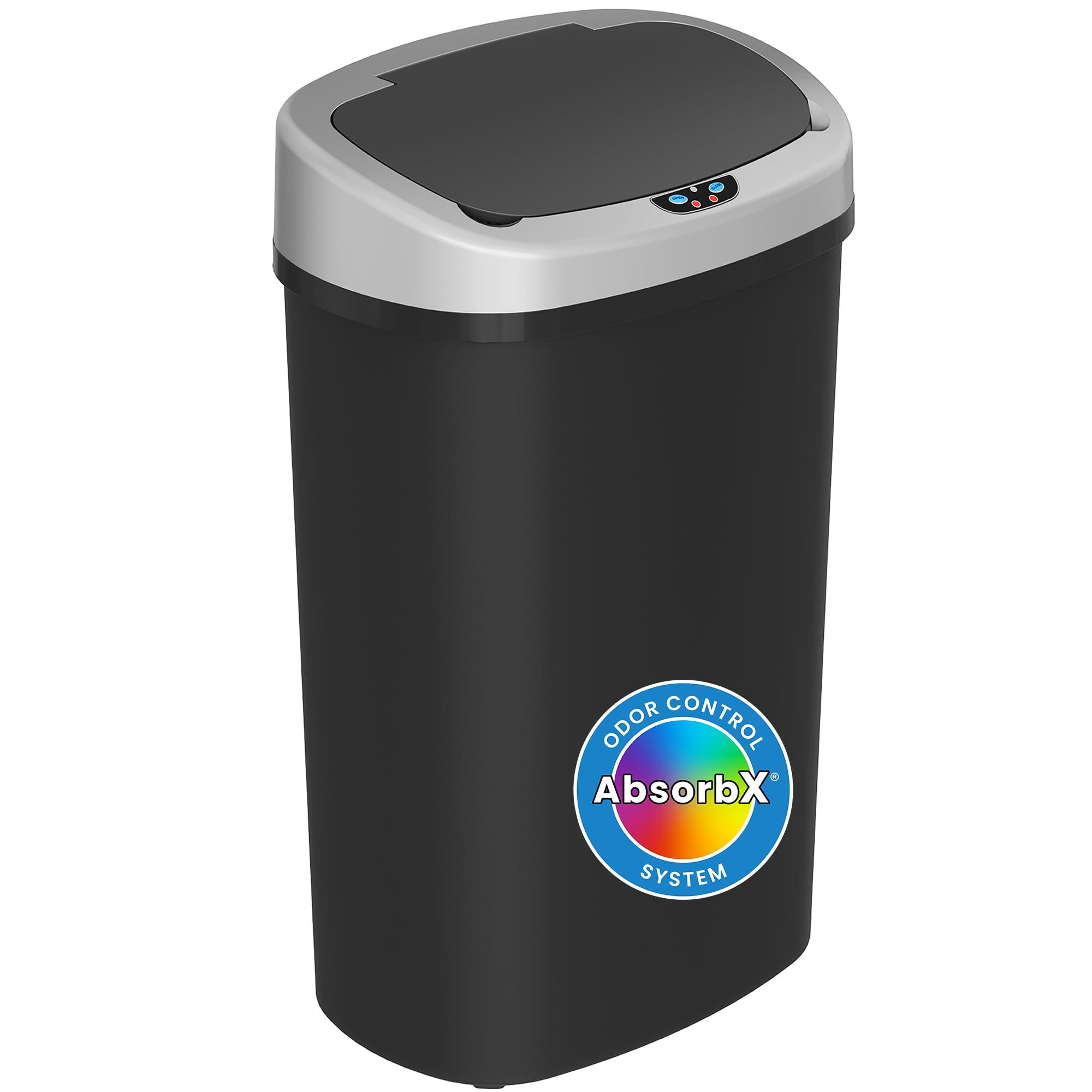 iTouchless 13 Gallon Oval Sensor Kitchen Trash Can with Odor Filter System, Durable Dent-Proof Automatic Lid Plastic Garbage Bin