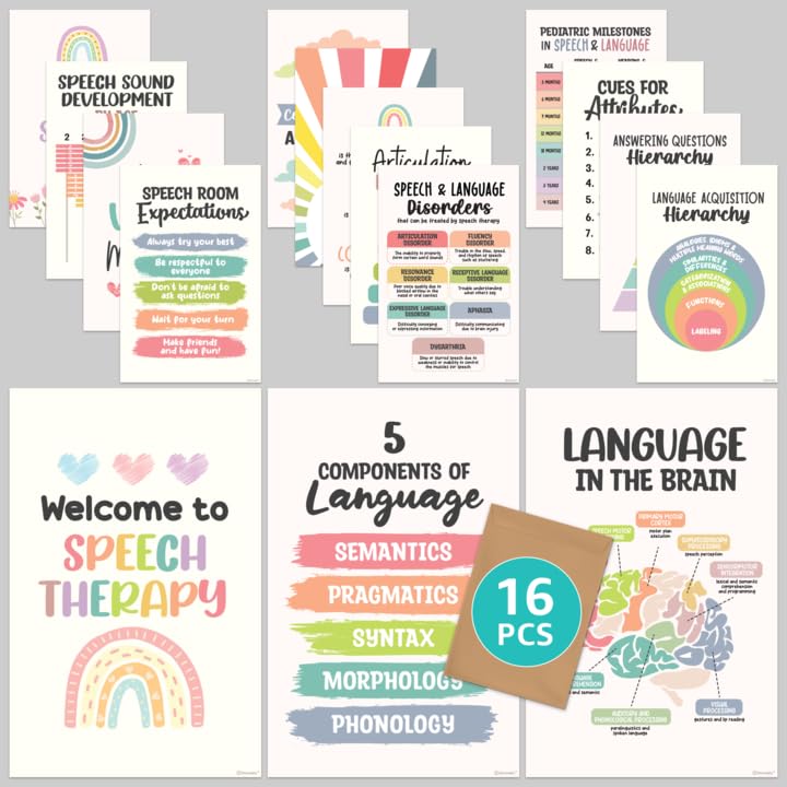16 Speech Therapy Posters - 11X17In Speech Therapy Posters For Therapy Room, Speech Therapy Poster, Speech Therapy Decor, Speech