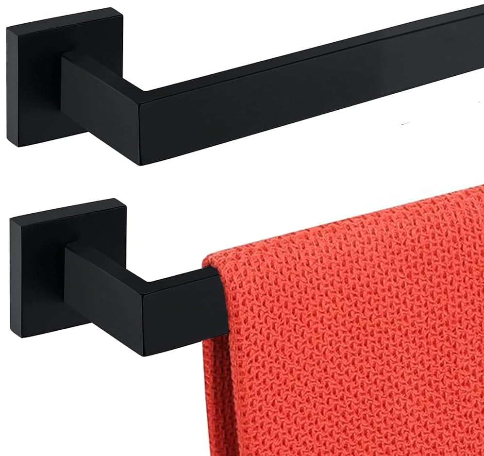 28 Inch Towel Bar 2 Pack for Bathrooms 12/16/24/28/32/36 Inch Stainless Steel 304 Matte Black Towel Holder Modern Square Towel R