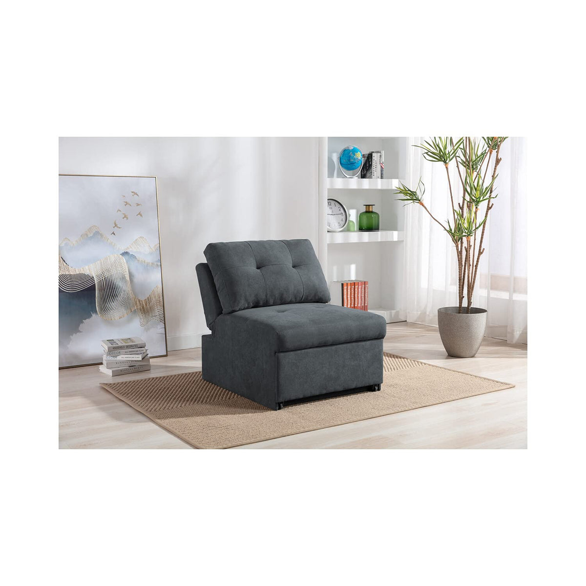 Lilola Home Woven Convertible Living Chair, Dark Gray