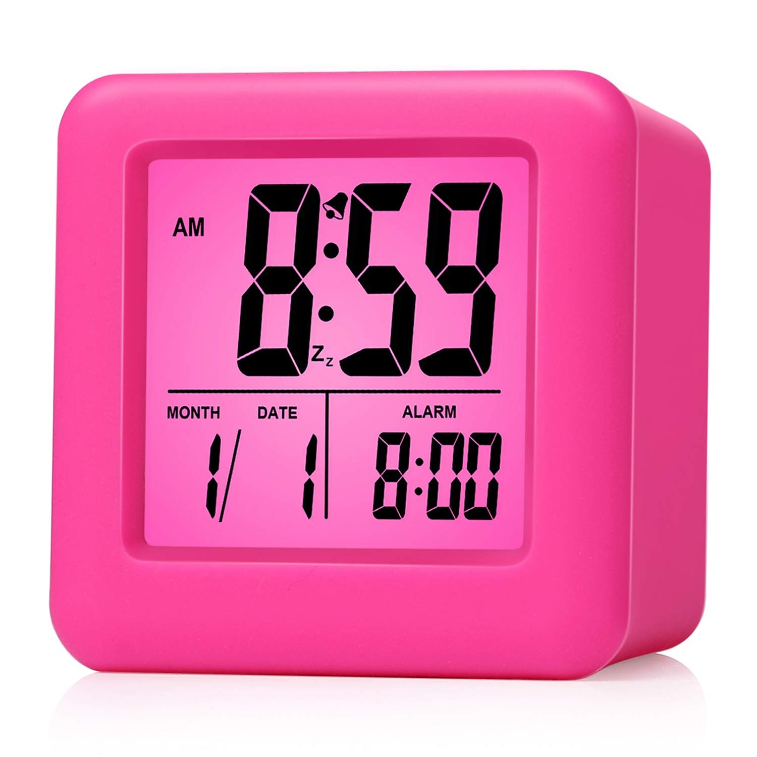 Plumeet Digital Kids Alarm Clock with Snooze and Nightlight - Easy Setting Silicone Clock Display Time, Date - Loud for Bedroom 