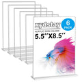 Xydstay 6Pack Acrylic Sign Holder 5.5 X 8.5, Vertical T Shape Clear Plastic Menu Holder, Unbreakable Table Sign For Restaurant,