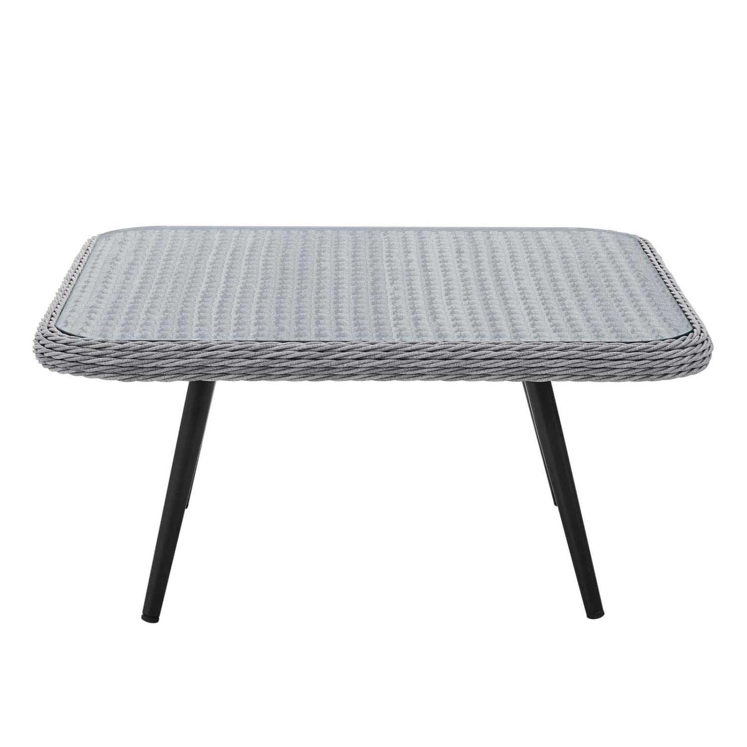 Modway Endeavor Outdoor Patio Wicker Rattan Square Coffee Table in Gray