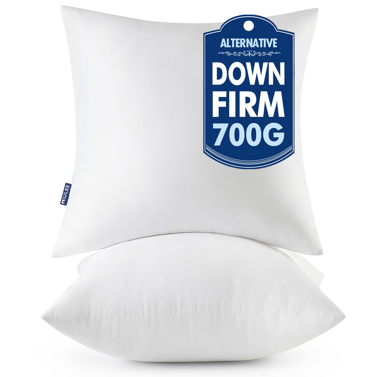 MIULEE Throw Pillows Inserts, Pack of 2 22x22 Inch 100% Virgin Fiber Filling Bed Couch Pillows